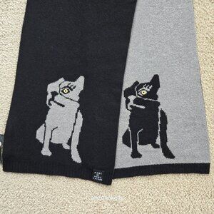 NWT Marc Jacobs Merino French Bulldog Knit Scarf Frenchie Dog Reversible